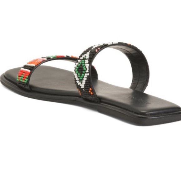 FARM RIO Black Beaded Square Toe Slide Sandals Size 6 - Picture 3 of 12